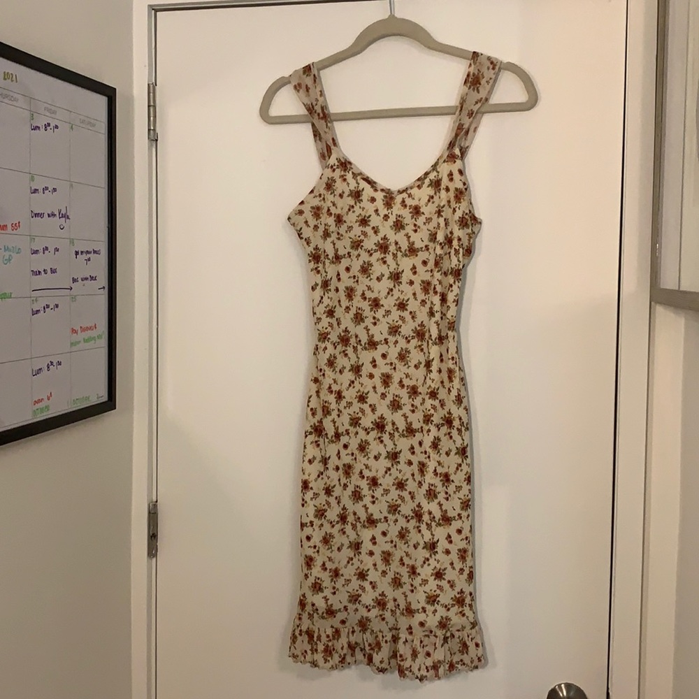 V Neck Tank Floral Slip Lined Dress